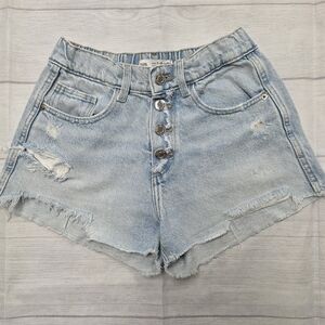 Zara Light Wash Distressed Jean Shorts